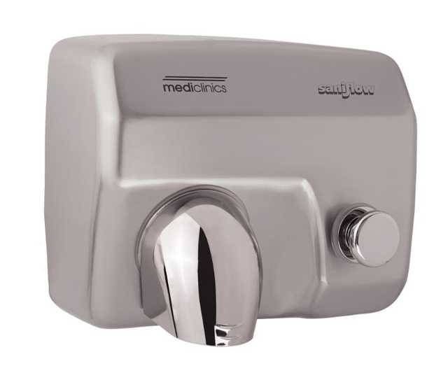 Stainless Steel Hand Dryer - Push Button - Mediclinics - Spain - مجفف ايدي بزرار ستانليس ستيل اسباني